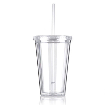 500mL Plastic Drinks Cup Liquid Beaker Lid + Straw For Party IcedCoffee Juice White- Intl Maret 2019 - 4 500mL Plastic Drinks Cup Liquid Beaker Lid + Straw for Party IcedCoffee Juice White- intl - 4