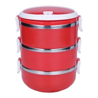 AIUEO Eco Lunch Box Stainless Steel Rantang 3 Susun Glossy .