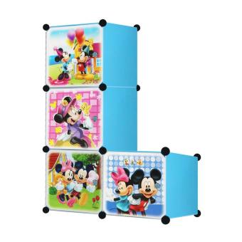 AIUEO Lemari Pakaian Motif Mickey 4 Pintu Type 4.6 - Biru