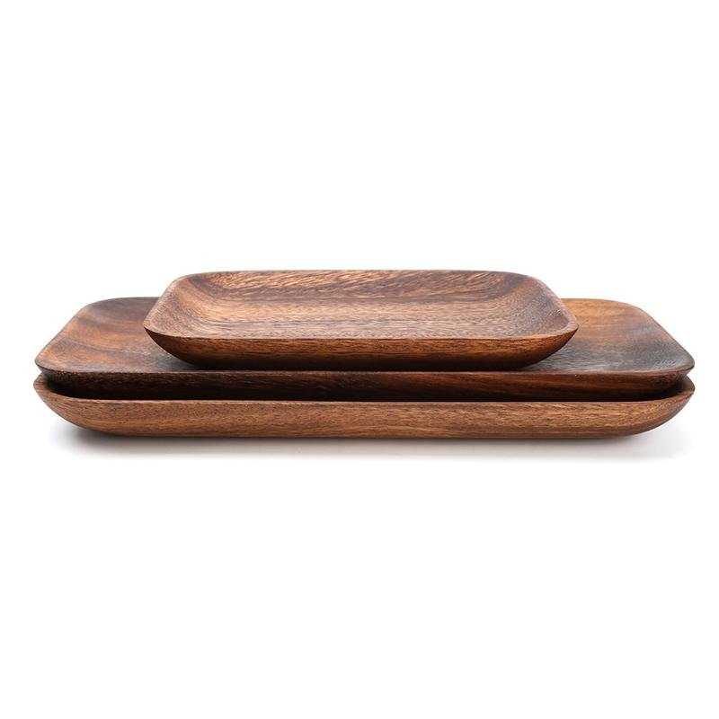 Alami Kayu Solid Rectangle Menghiasi Tableware, Melayani Piring Buah 25*12.5*2 Cm-Intl