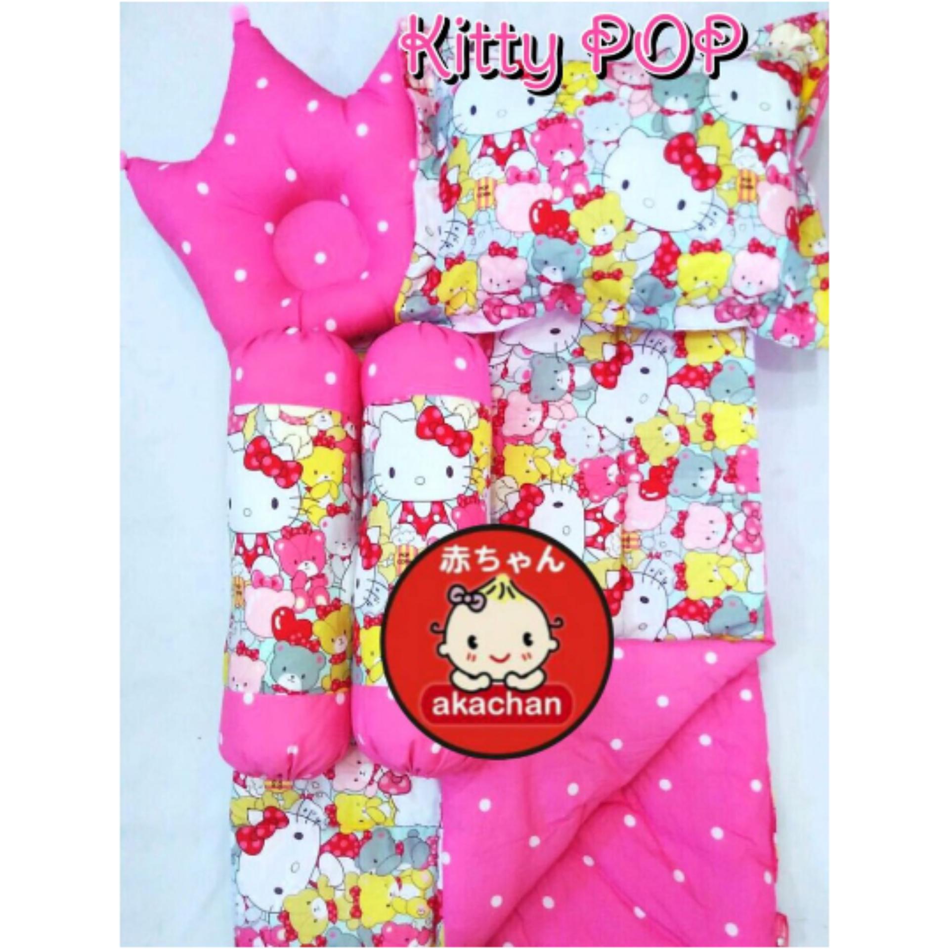 Baby Bed Set Sarung Lepas Bedcover Selimut Bantal Crown bbb Guling Alas Tidur cover Bayi - Kitty Pop