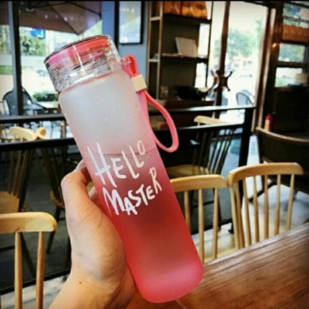 BOTOL MINUM KACA HELLO MASTER FREE POUCH