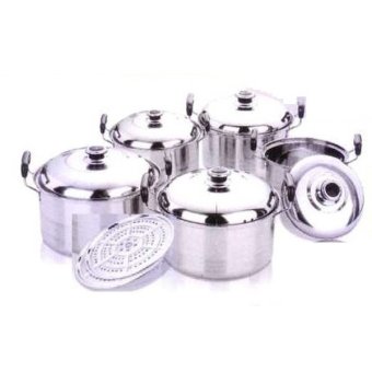 Cake Molds Panci Set 5 Pcs Dilengkapi Steamer Kukusan -Stainless Steel