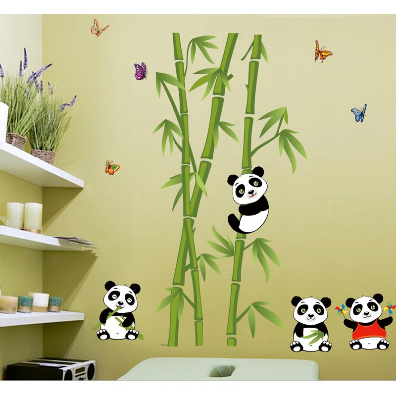 HEMAT Cantik panda bambu stiker  dinding  rumah dekorasi 