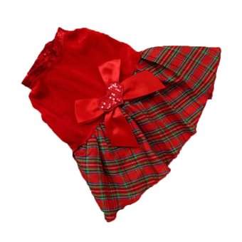 Cocotina pet anjing anak anjing Palysuit memeriksa pola kotak-kotak natal kostum baju gaun natal Merah - S Cocotina pet anjing anak anjing Palysuit memeriksa pola kotak-kotak natal kostum baju gaun natal Merah - S