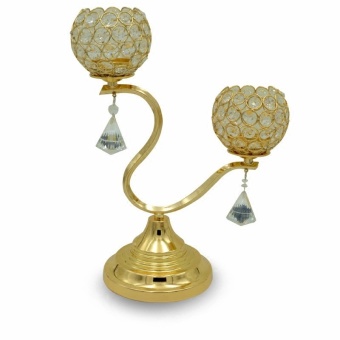 Crystal Candelabra for Wedding Bar Party Home Decor French Gold Plated European Style Crystal Bow Candle