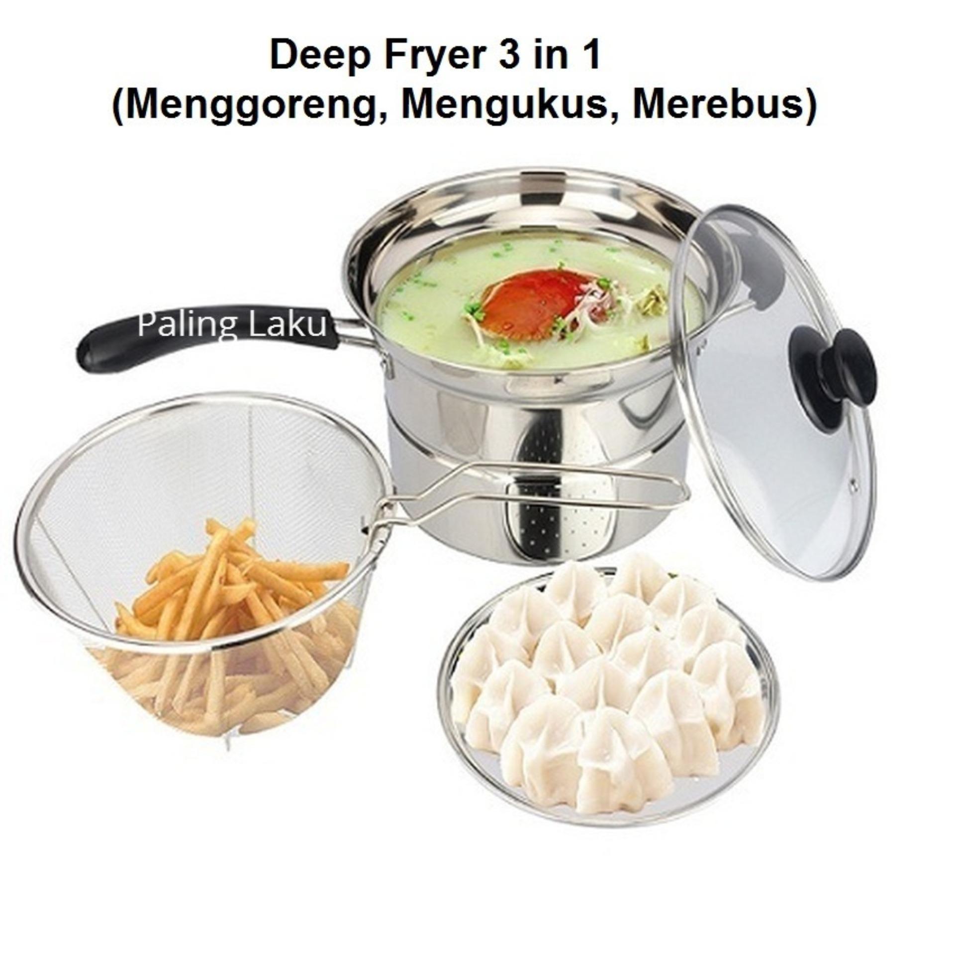 Deep Fryer 22 cm Multifungsi 3 in 1 - Stainless