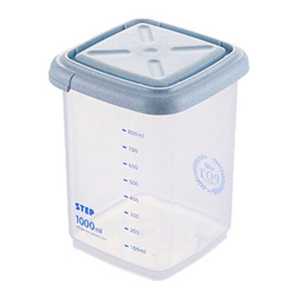 DSstyles Plastic Sealed Transparent Cans Kitchen Storage Box Food Canister Keep Fresh Jar Blue