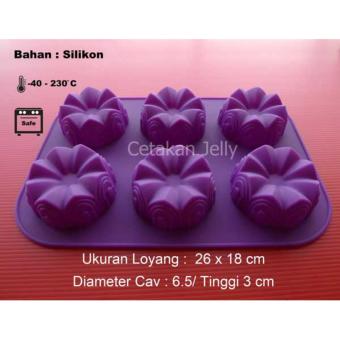 Griya Cetakan Kue Puding Jelly Cake Medium Chatedral 6 Cavity Silicone Warna Random