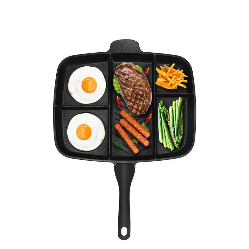 Grosir Fryer Pan Non-stick 5 In 1 Fry Pan Terbagi Grill Fry Oven Meal Skillet 15 \
