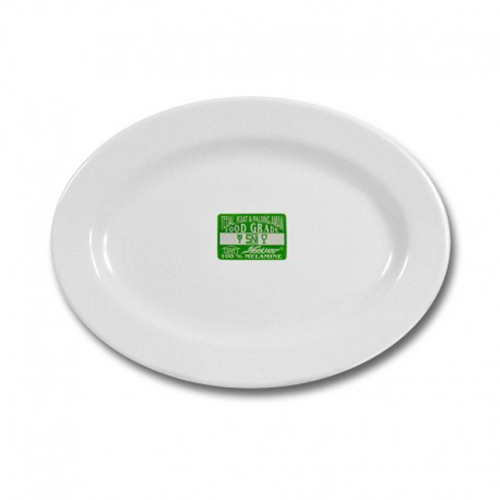 Hoover Melamine White Oval Rim Plate 9 (5309)-3 Pcs/Piring Lauk/Piring Ikan