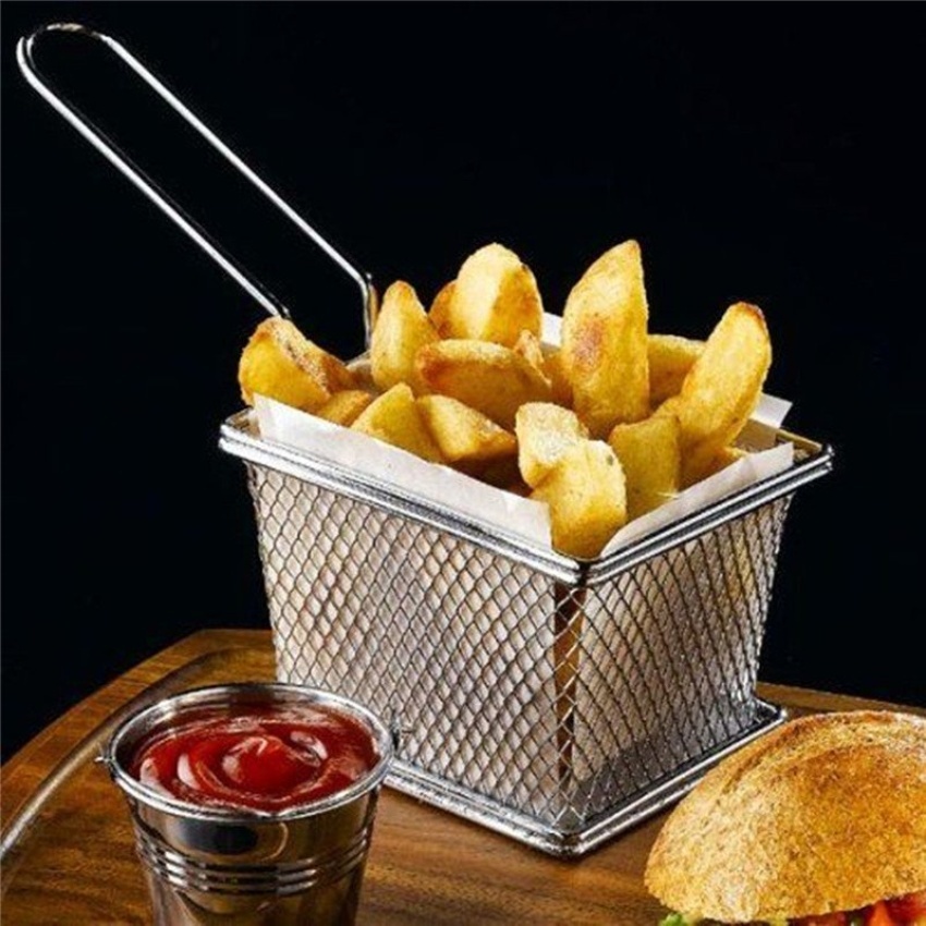 Hot Sale Chips Mini Fry Baske Stainless Steel Fryer Basketstrainer Menyajikan Makanan Presentasi Alat Memasak Kentang Goreng Keranjang-Intl