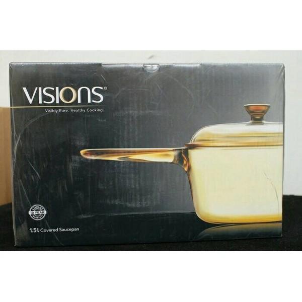 Kidstafun - VISIONS VS 1.5 LTR COVERED SAUCEPAN / PANCI + TUTUP KACA USA FRANCE - Multicolor
