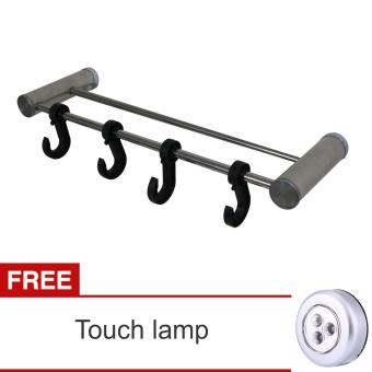 Lanjarjaya Stainless Steel Dinding Mount Pemegang Gantungan HandukBar dan kait Di Kamar Mandi + Touchlamp · >>>>