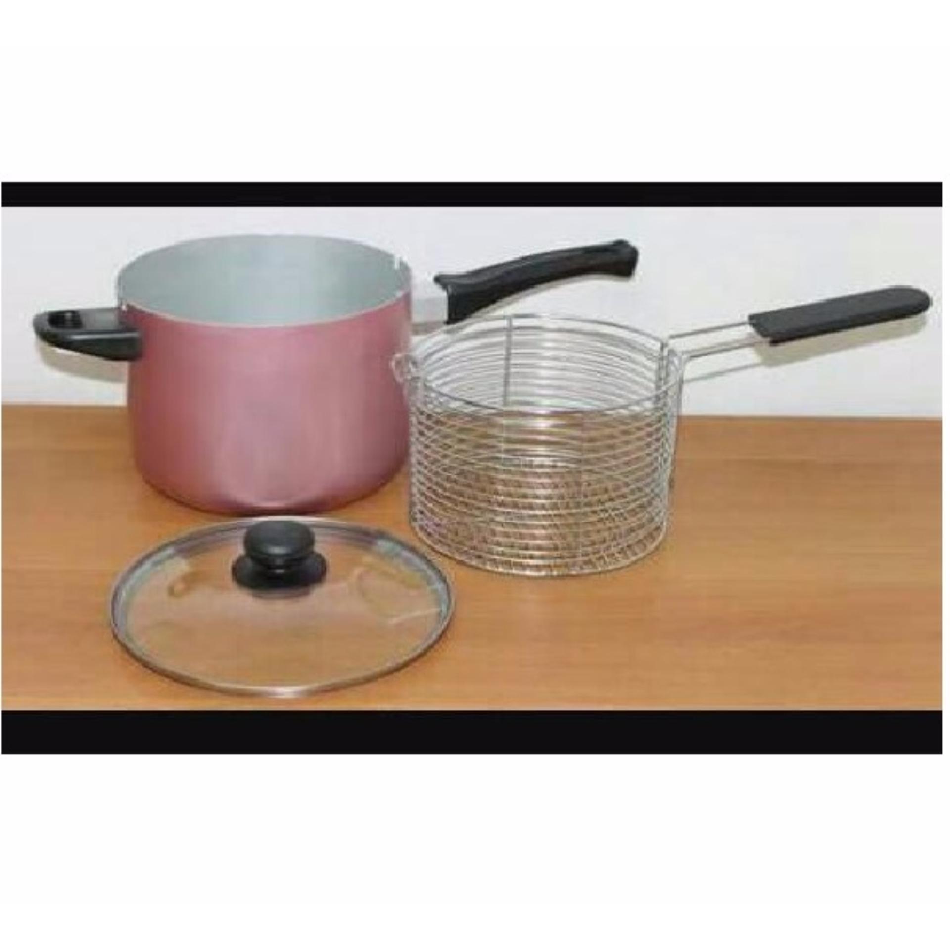 Multi Fryer 18 Cm / Multi Deep Fryer Aluminium / Panci Multi Maspion - Pink