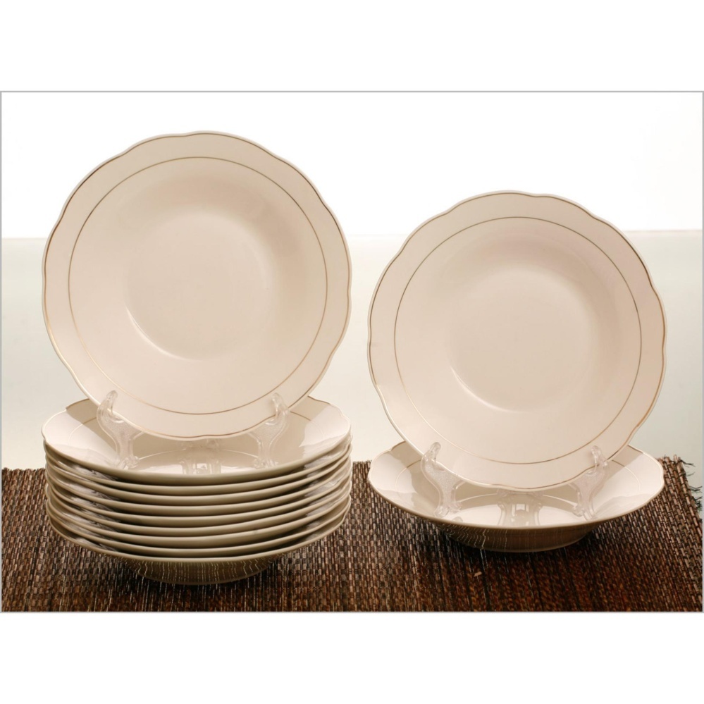 Piring Makan 9 inch Vicenza Garis Emas DP9 Terlaris