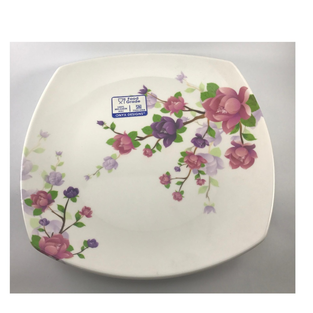 Piring Makan Kotak (Bergambar Bunga)  - (1414AAC.ERY01)