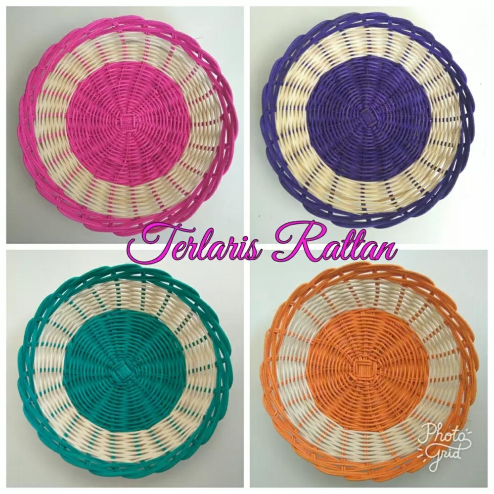 [ PROMO ] 24 Lebih murah ....Piring Rotan Warna / Piring Resepsi / Piring Anyaman