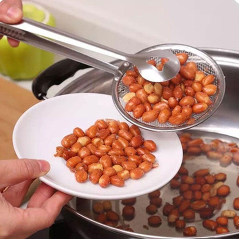 Skimmer Mesh Strainer Deep Fryer Oil Stainless Steel Frying Scoop Clip Kitchen (Silver) - intl