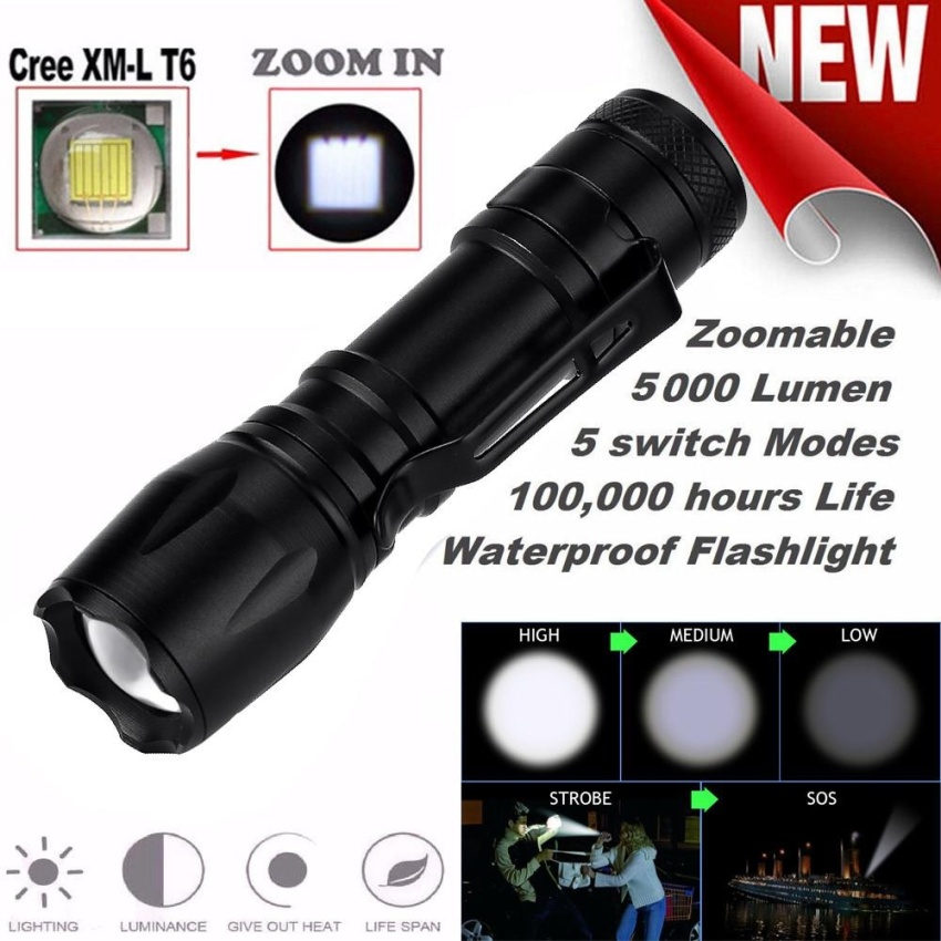 Super Bright T6 14500 Zoomable LED Flashlight Torch Lamp 5 Modes -intl Juni 2018 - 2 Super Bright T6 14500 Zoomable LED Flashlight Torch Lamp 5 Modes -intl - 2