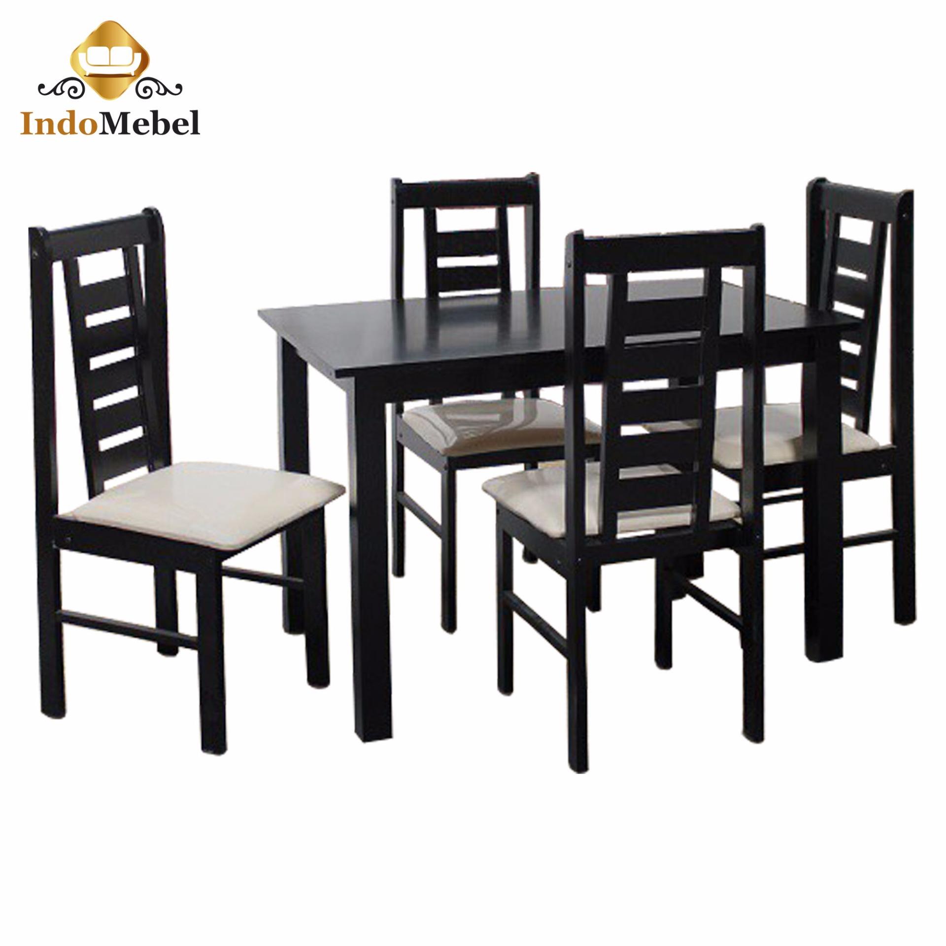Sweet Dining Set - Los Angeles Meja dan Kursi Makan Kayu untuk 6 Orang - Hitam - Free Ongkir Medan