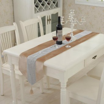 Meja Runner Flanel Diamond Taplak Meja Dekorasi Meja Dekorasi Rumah Beige S-Intl