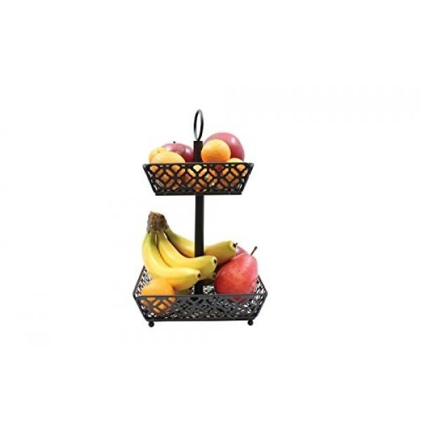 Tablecraft Koleksi Rumah Makan Dua Tingkat Keranjang Buah, Metallic-Intl