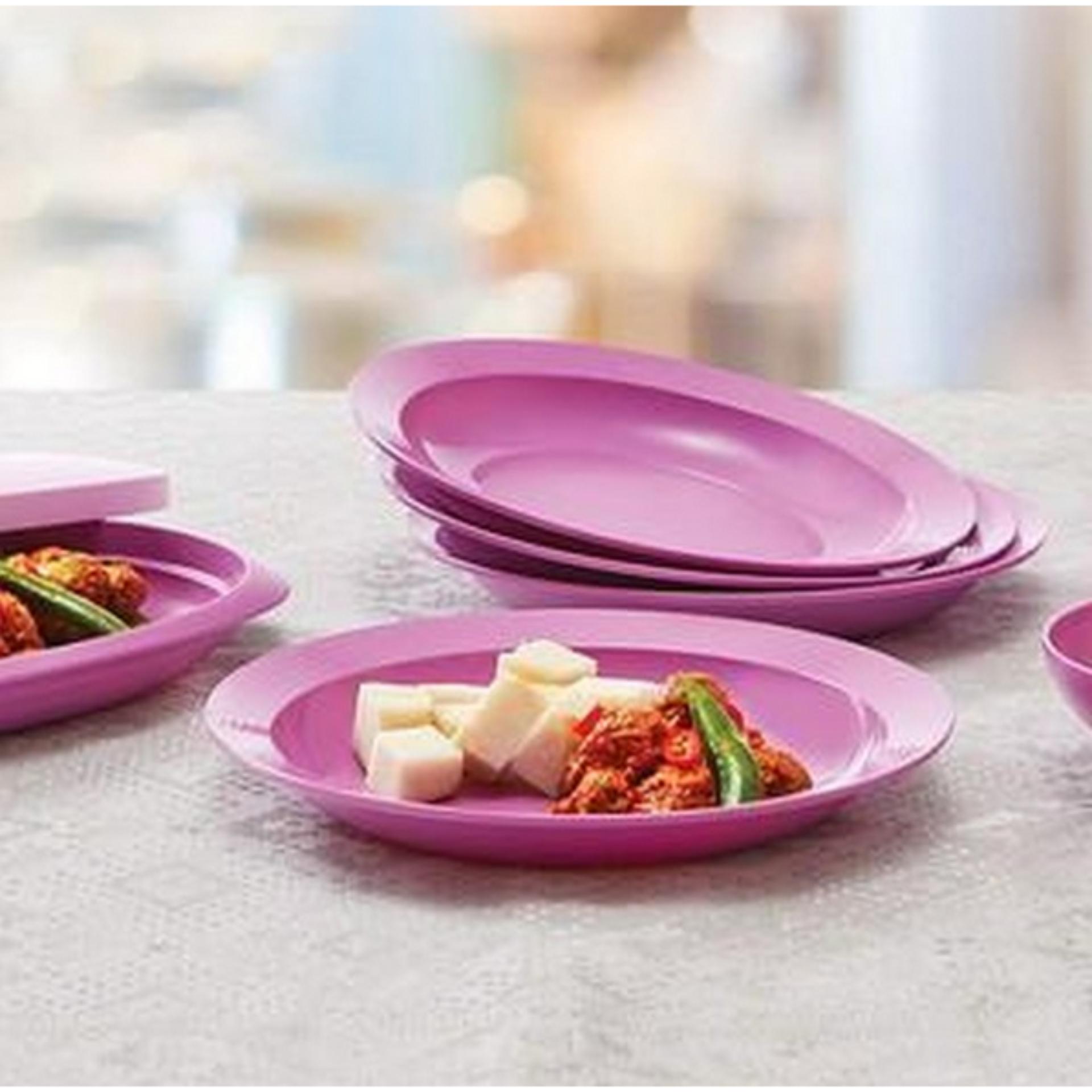 Tupperware Purple Daisy Plate  Piring Makan Cekung Murah