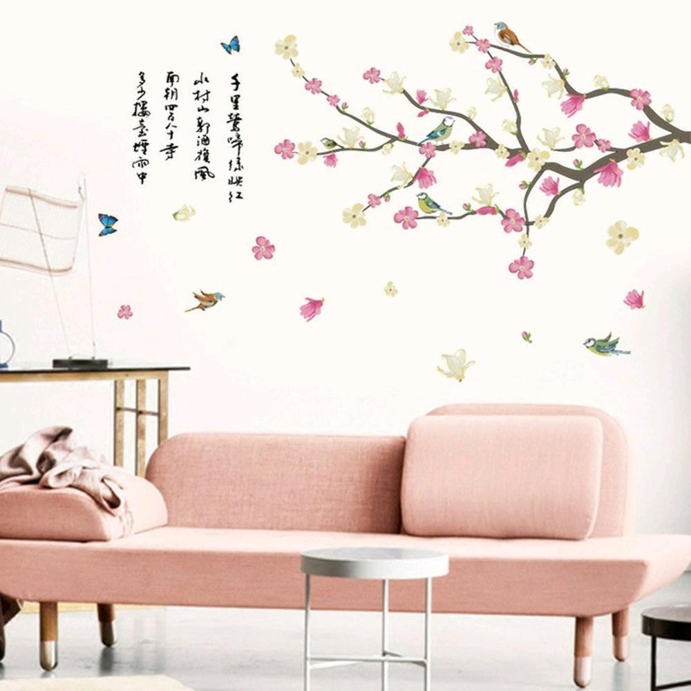 Wall Sticker AM9110 Caligraphy Plum Tree Stiker dinding Untuk Dekorasi Kamar Anak  -  Sticker Dinding Murah Penghias Dinding Rumah Wallpaper Dinding Lucu - Warna Random