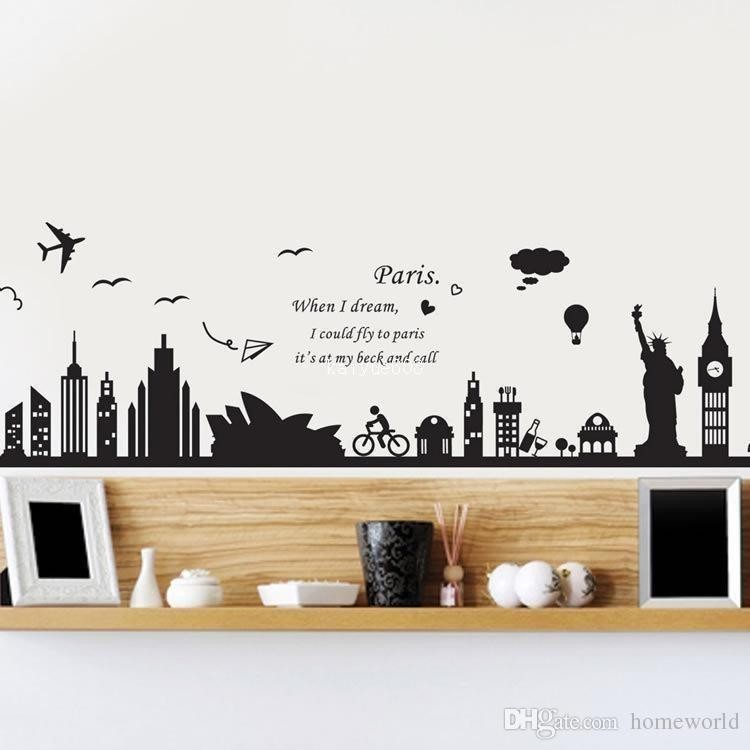 Wall Sticker XY1148 Paris When I Dream - Stiker dinding Untuk Dekorasi Kamar Anak  -  Sticker Dinding Murah Penghias Dinding Rumah Wallpaper Dinding Lucu - Warna Random