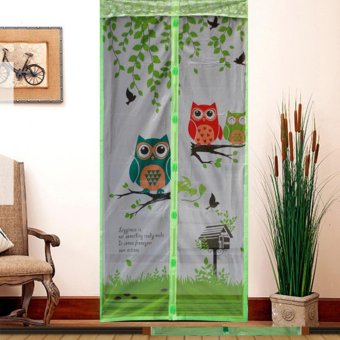 Yika Magic Mesh Tirai Magnet Anti Nyamuk Motif Owl - Tirai Pintu Magnet - intl