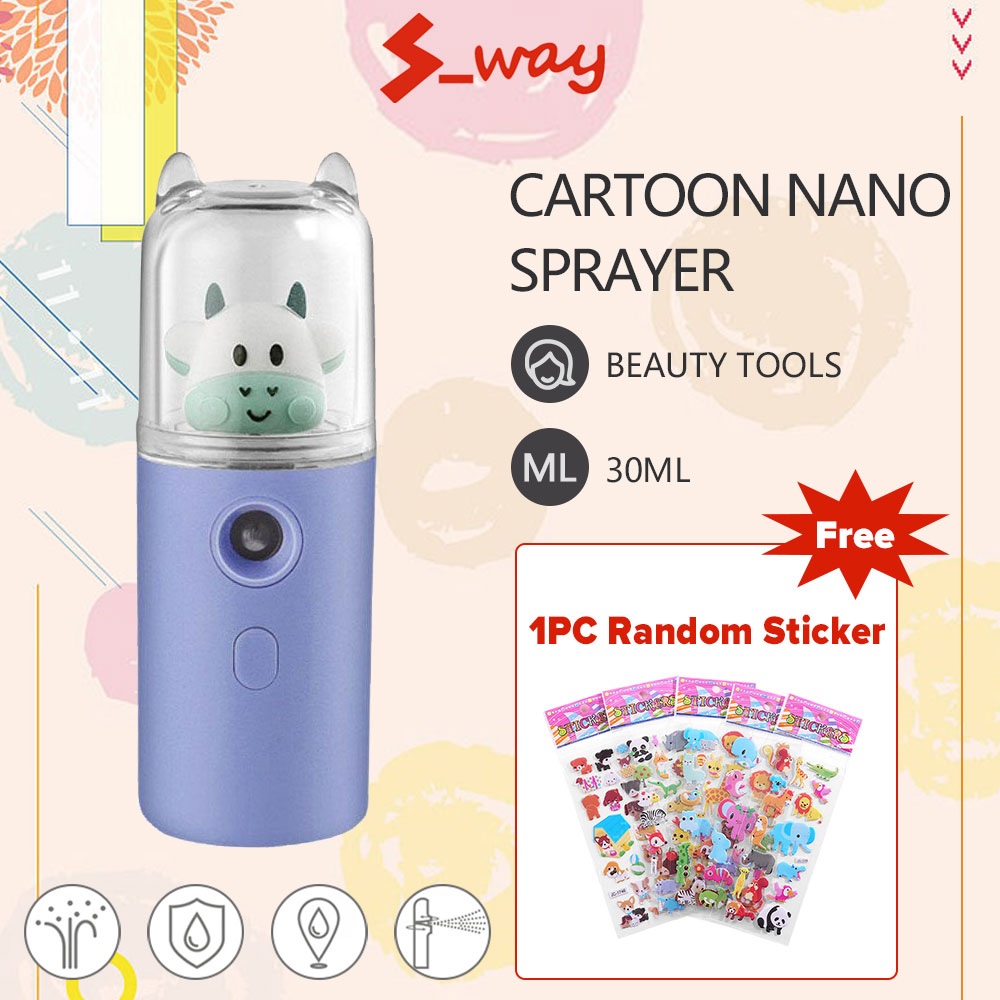S-way Máy Phun Sương Mini Hoạt Hình Nano Máy Tạo Độ Ẩm Cho Mặt Máy Phun Sương Điều Trị Da Mặt Tiện Dụng Nano Máy Làm Sạch Da Mặt Quà Tặng Tốt Nhất Cho Bé Gái