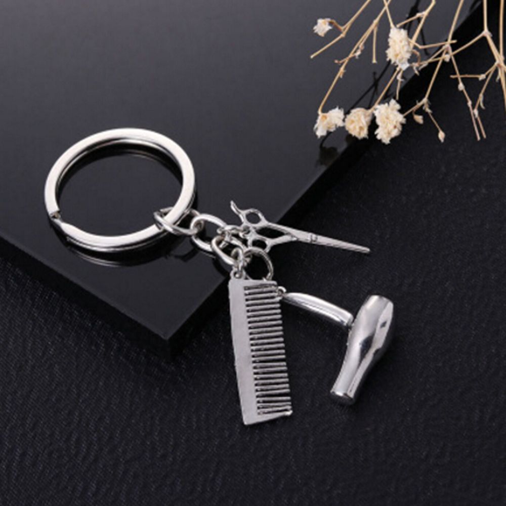 Obsed stylist cổ điển cosmetologist quyến rũ lược làm tóc Keychain cắt kéo