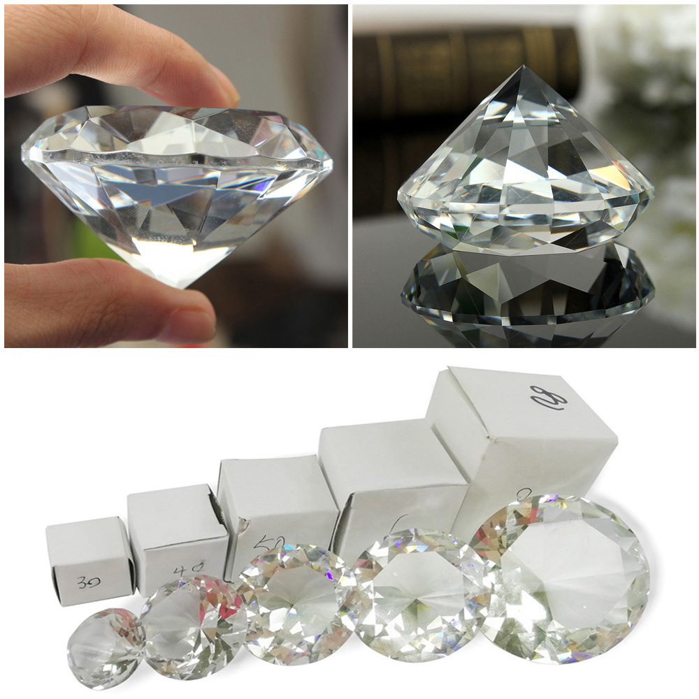 WEEHEJU33 Paperweights Home Decoration Desktop Ornaments Party Adornment Faceted Cut Raw Gemstone Crystal Diamond Clear Glass