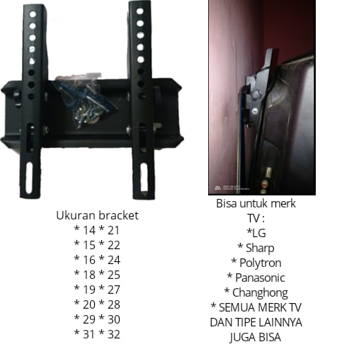 Bracket Breket Bricket Led Tv 14 32 Inchi 14 Sampai 32 Inchi Kualitas Premium Bold Tanpa Box Dos Harga Promo Murah Ready Stock Banyak Lazada Indonesia