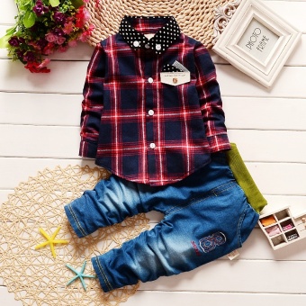 2017 Fashion Baby Boy Pakaian Set Gentleman Kemeja + Celana Perapi Panjang Lengan Pakaian Anak Laki