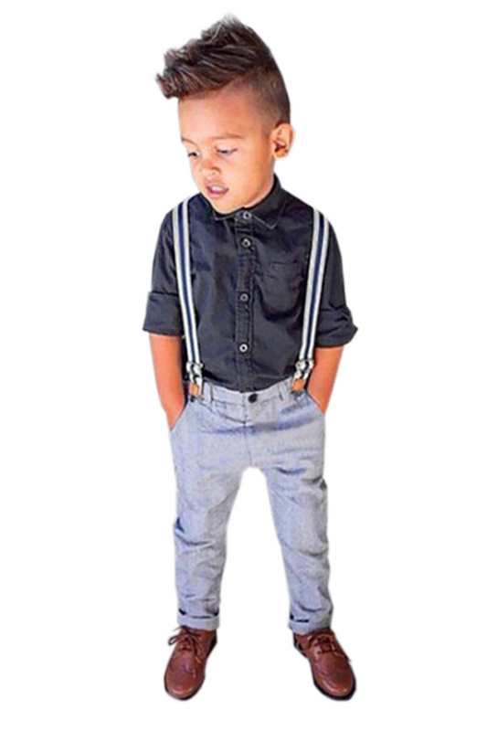 Anak laki-laki Rorychen 3 buah baju: Kemeja + Pants + tali selempang