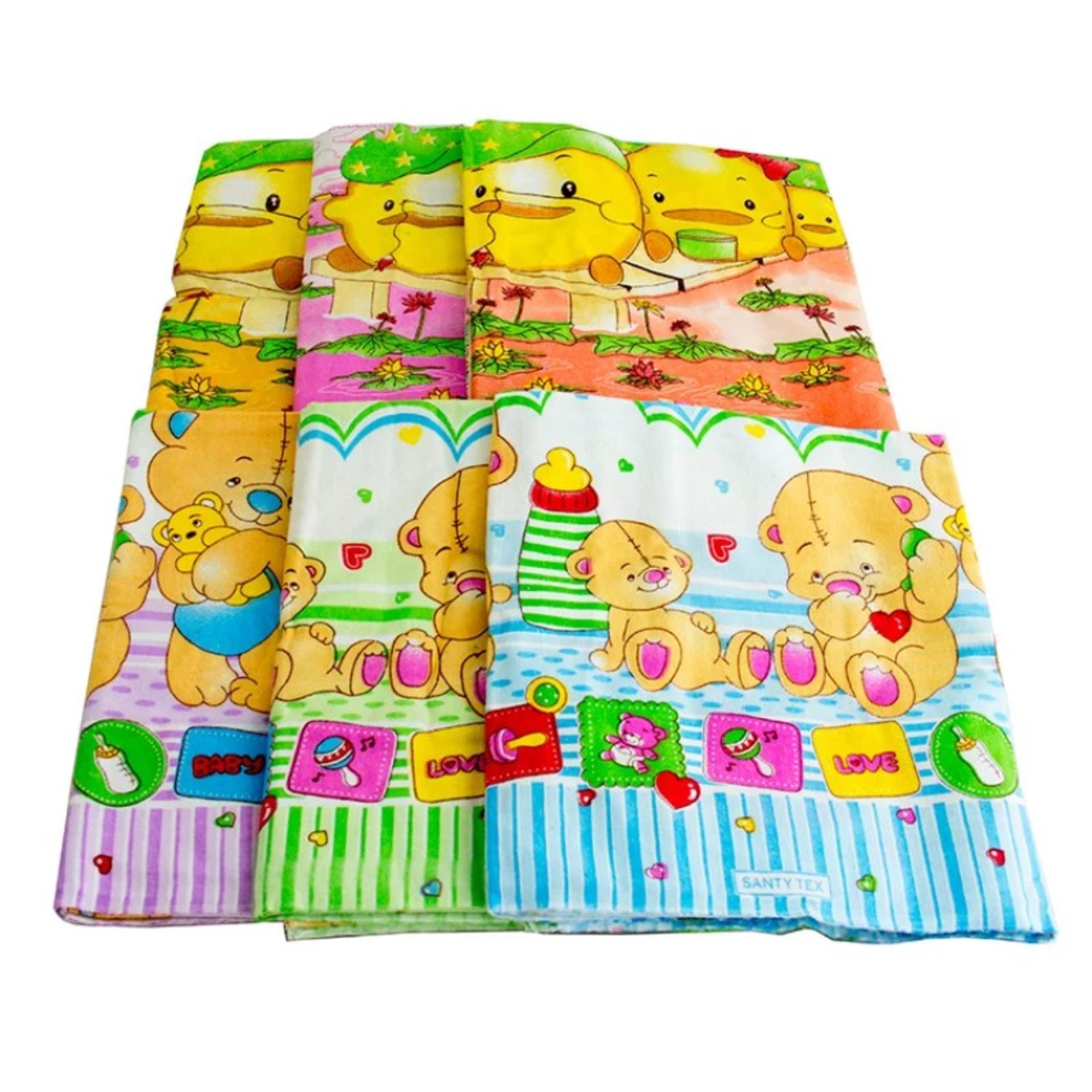 BB Mart Bedong Kain Bayi Multicolor Isi 6 Pcs - Bedong Bayi 110CM x 90CM