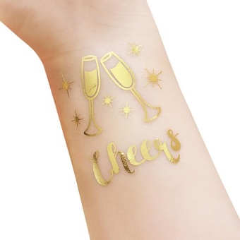 Gambar Bride   Groom Temporary Tattoo Metallic Gold Letters Transfer Tattoos for Wedding Party Decoration Photograph Props SizeT26   intl