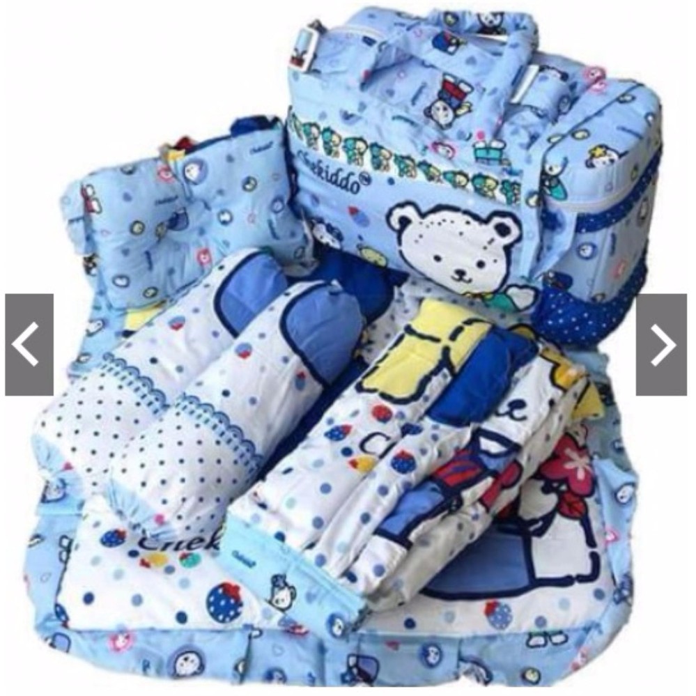 chekido babeebabyshop Tas Gendongan Bantal Guling Alas Tidur Bayi Set 4 in 1 Chekiddo chekido