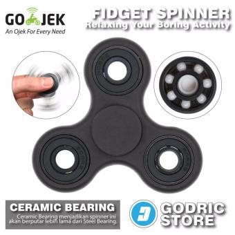 Gambar Fidget Spinner Keramik   Ceramic Ball Bearing Tri Spinner Hand Toys Focus Game   Hitam