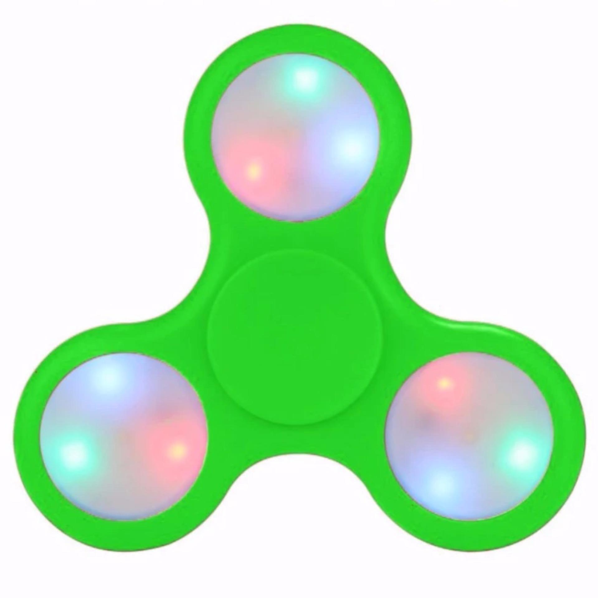 Fidget Spinner LED Light Colours Disco ON OFF Hand Finger Toys for Focus Anxiety & Stress Relief EDC Tri-Spinner - Mainan Jari Tangan Putar Lampu LED Disko ...