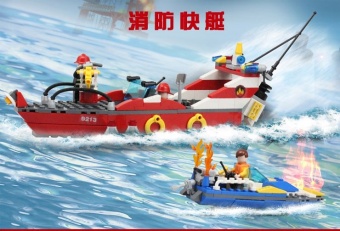 Gambar Goood Pemadam Kebakaran Speed Boat Dirakit Blok Bangunan Model