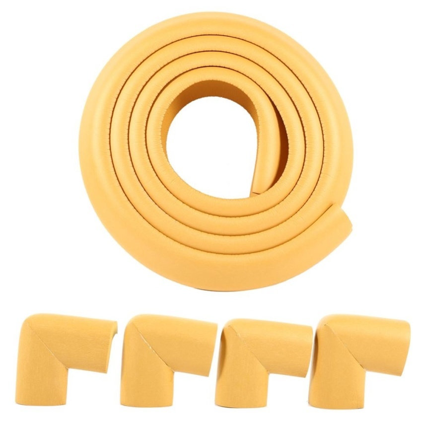 HLL Keselamatan Bayi Meja Penjaga Furnitur Strip Soft Corner Protector Band-Warna Kayu 2 M Protector & 4 Cushion -Intl