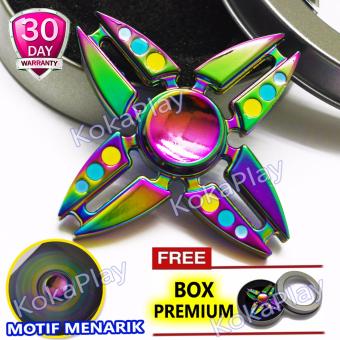 Gambar KokaPlay Fidget Spinner Rainbow Chrome Dot Shuriken 4 Star Fidget Metal Triangle Anti Stress Mainan Anak Fidget 4 Bintang