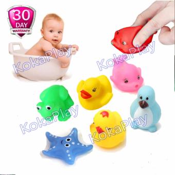 Gambar KokaPlay Squeaky 6 in 1 Different Floating Duck Animals Ocean Rubber Baby Bath Bathing Toys Mainan Pencetan Karet Mandi Bayi Bebek Hewan