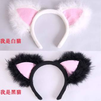 Lucu Putih Halloween kucing telinga band rambut Lucu Putih Halloween kucing telinga band rambut