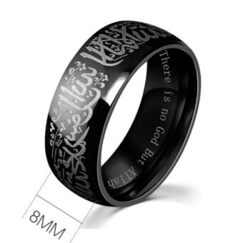 New Hot Selling 8mm Titanium Steel Ring Muslim Religious Ring Islamic Halal Words Ring Men Ring Gold Color - Intl April 2018 - 3 New hot selling 8mm Titanium Steel ring Muslim religious ring Islamic halal words ring men ring gold Color - intl - 3