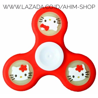 Gambar New Series HELLO KITTY Hand Spinner Rubber PU Glow In The Dark Fidget Tri Spinner Creative Hand Toys   MERAH (1 pcs)