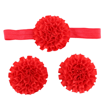 Orok Bayi Kaki Aksesoris Rambut Bando Bunga Band set 3 (Merah)